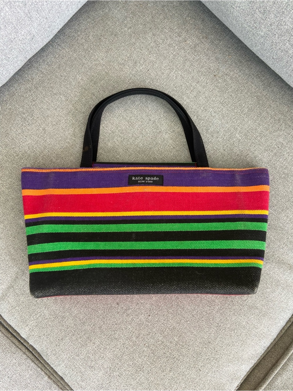 kate spade Striped Colorblock Tote in Black, Red, Purple, Green, Yellow